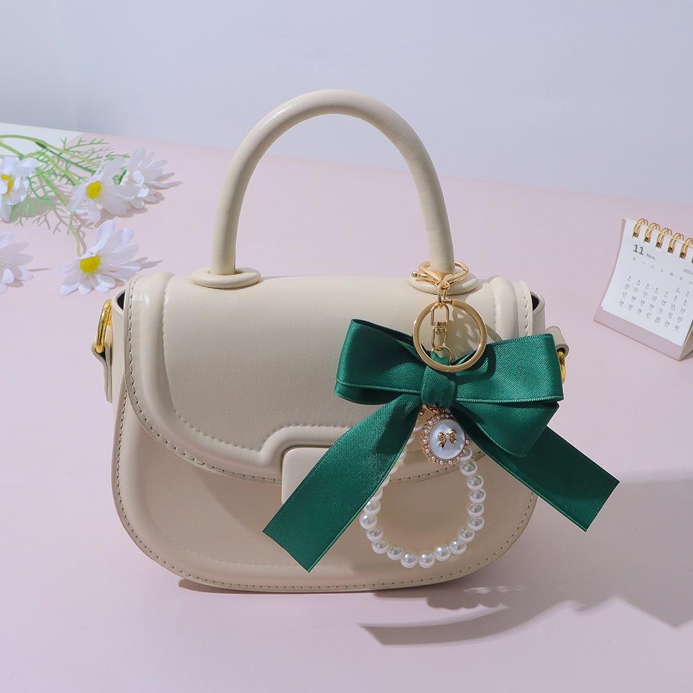 Handmade Bowknot Keychains Fabric Ribbon Headphone Case Accessories Creative Pearl Bow Keychain