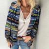 Осень/зима женские рубашки кардиган с длинным рукавом цветной принт куртка для женщин повседневная маленькая куртка
