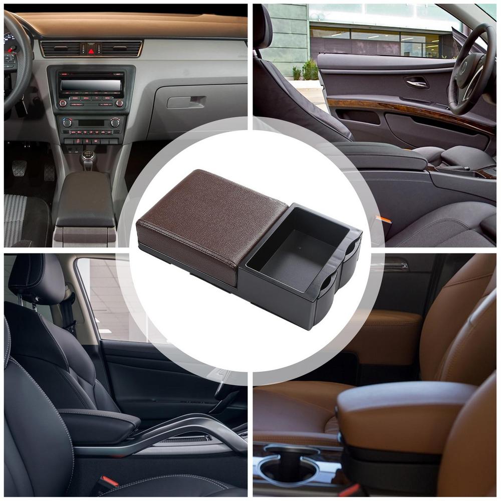 car Center Console Armrest heighten Cushion with 2 Telescopic Cup Holder tissue box auto Armrest Storage Box for Car Interior