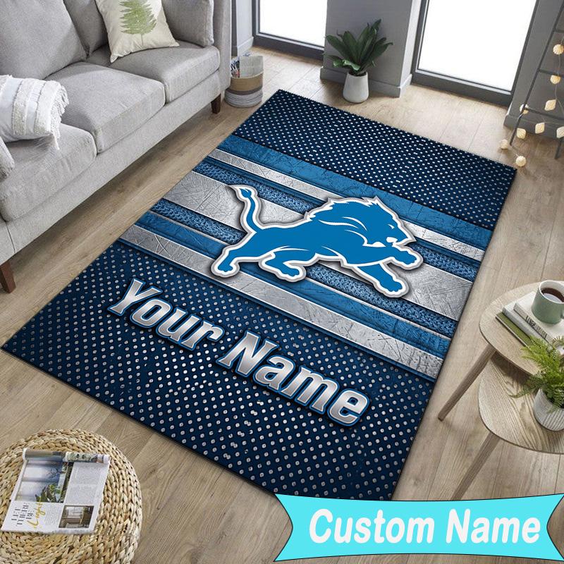 Custom NameDetroit-Lions Team Carpet, Indoor Rug, Chair Rug, Living Rooms, Doormat Made From Polyester Home Decor Birthday Christmas Gifts