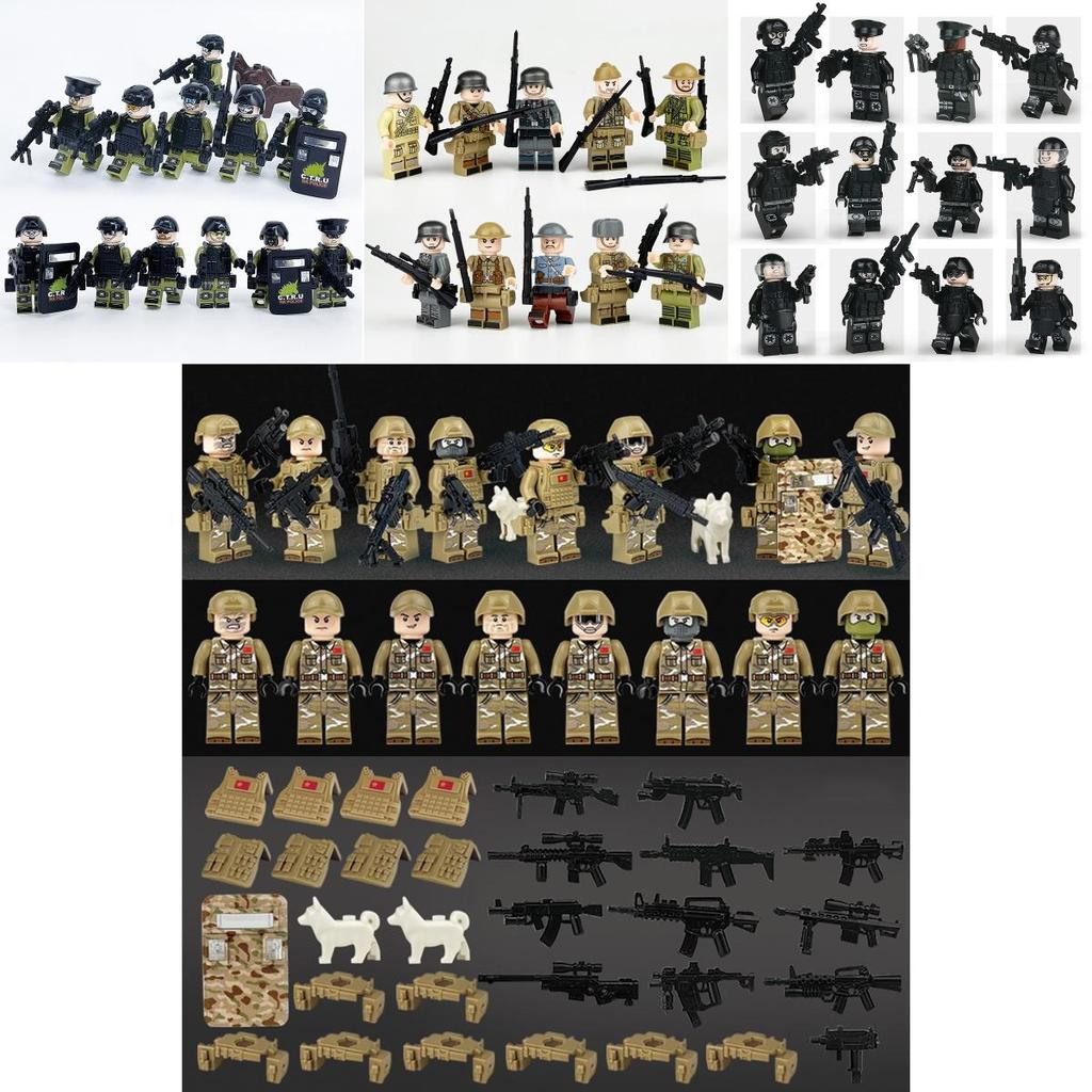 Mini Puzzle Game Set 8 Special Forces Action Figures With Removable Joints And Weapons