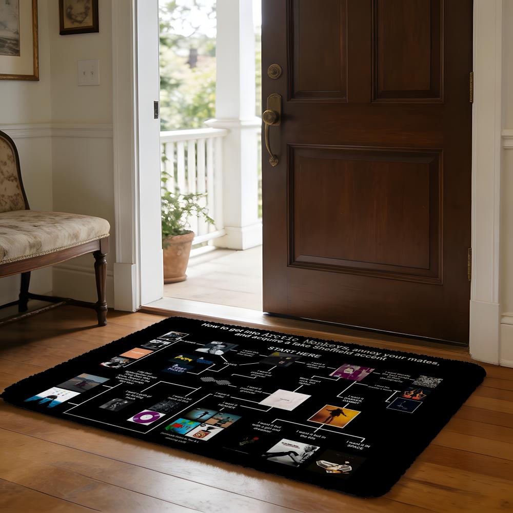 Floor Mat Soft Flannel Rug Non-Slip Absorbent Mat for Bathroom Bedroom Home Decor Rock Band A-Arctic M-Monkeys