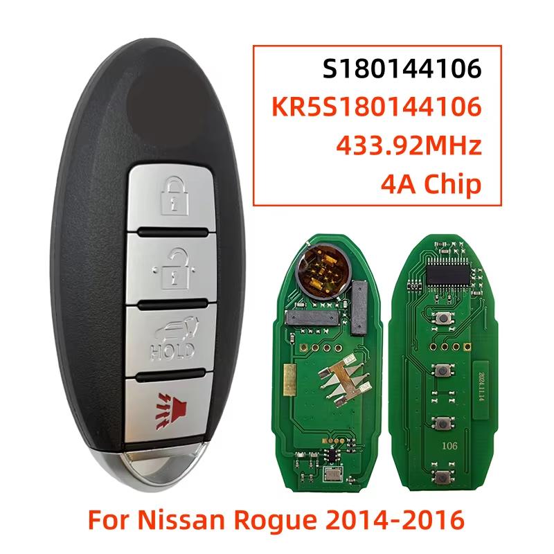 KR5S180144106 Для Nissan Rogue X-Trail 2014- Умная карта-ключ Чип 4A 433 МГц S180144105 S180144106 S180144109 S180144110