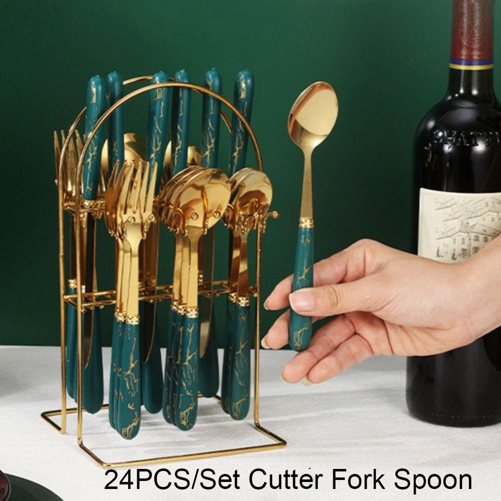 Набор посуды в скандинавском стиле с мраморным рисунком, 24 предмета, набор столовых приборов из нержавеющей стали, семейный набор столовых приборов, ресторан