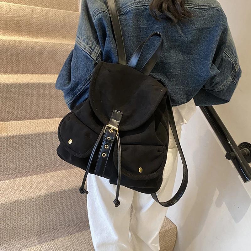 Женские ретро-рюкзаки с маленькими двойными карманами из искусственной кожи 2024 года, зимние рюкзаки Y2K в стиле ретро для школьников и студентов