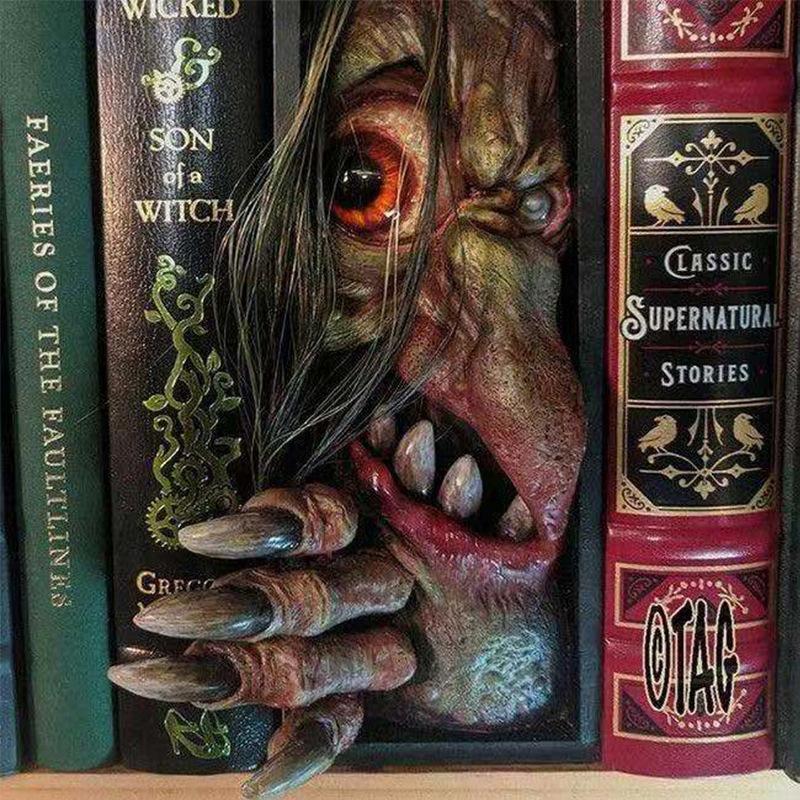 Ужасная книжная полка Статуя Декоративные подставки для книг Монстры Маски человеческих лиц и подглядывающие монстры Страшное украшение интерьера на Хэллоуин