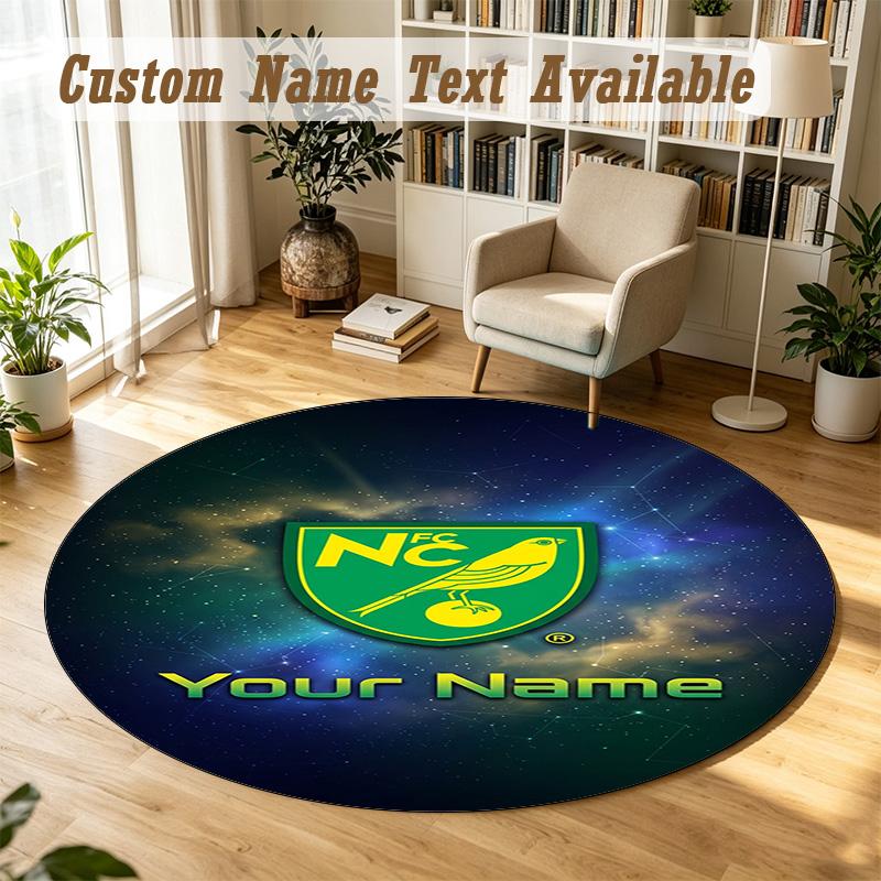 Round Rug Custom NameNorwich City Pattern Non Slip Carpet Home Floor Decor