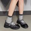 Мэри Джейн Женская обувь 2025 Новая летняя спортивная толстая подошва увеличивающая рост милая застежка-липучка балетный стиль одинарная обувь круглый носок средний
