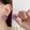 Элегантные модные корейские эмалевые фиолетовые цветы серьги-гвоздики для женщин и девушек подарочные ювелирные изделия оптом