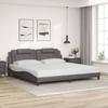 VidaXL Bed Frames Viana Without Mattress, Upholstered Bed with Cushion, Double Bed, Adult Bedroom Bed, Modern, Grey 200x200 Cm 3208120