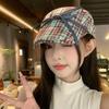 Клетчатая шляпа в британском стиле с бантом, женская, 2024 года, новая, ретро, универсальная, кепка газетчика, показывающая лицо, маленькая, берет