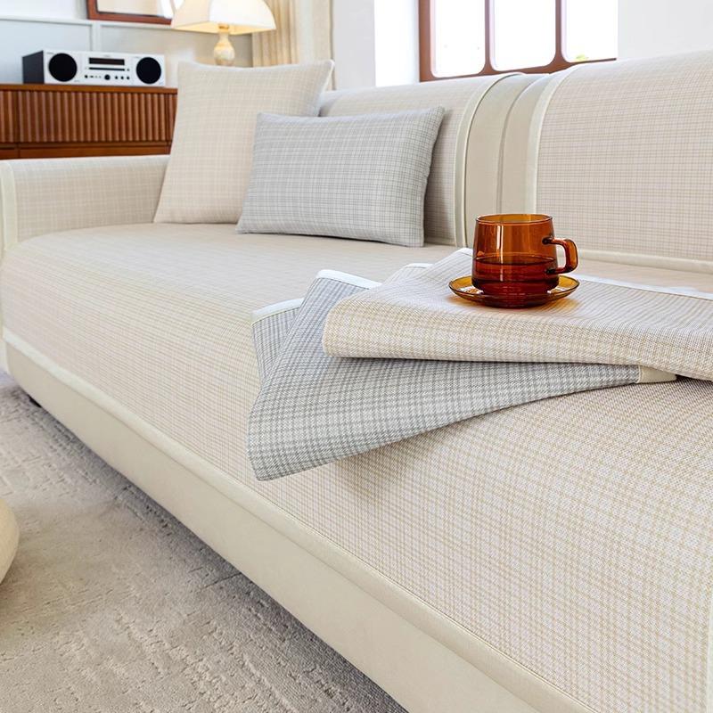 Ice Silk Sofa Cushion  New Summer Mat Seat Cushion High-End All-Inclusive Sofa Cover Straight Row Washable Cover
