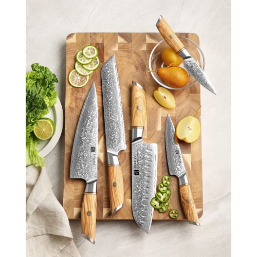 Набор шеф-ножей XINZUO из 73-слойной дамасской стали, 5 предметов, кованый вручную, острый кухонный набор ножей с сердцевиной из порошковой стали, шеф-повар, сантоку, хлебный, универсальный, для чистки овощей