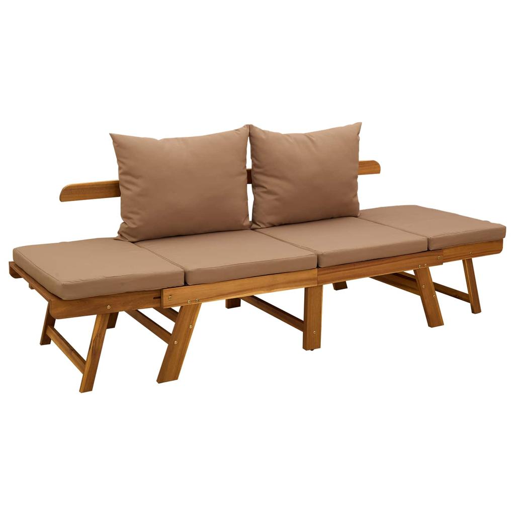 3 in 1 Garden Bench with Cushions Solid Acacia Wood Natural