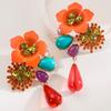 Vintage Resin Flower Earrings Beads Women Earrings Water Droplet Long Earrings  Daily Wear