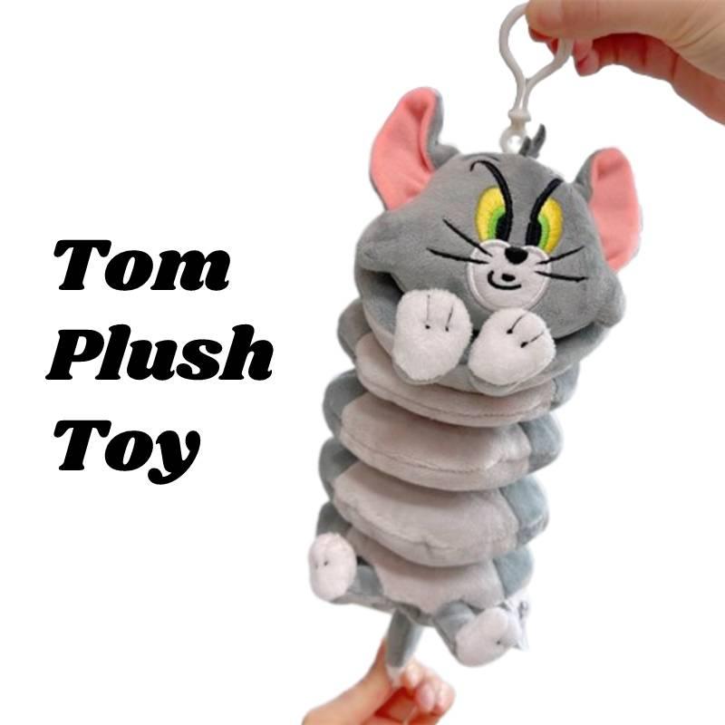 Плюшевая игрушка Hugkis Том Кот, фигурка с вибрирующей пружиной, милый мультяшный кулон-кукла для подвешивания, высота 13 см, авторизованное издание