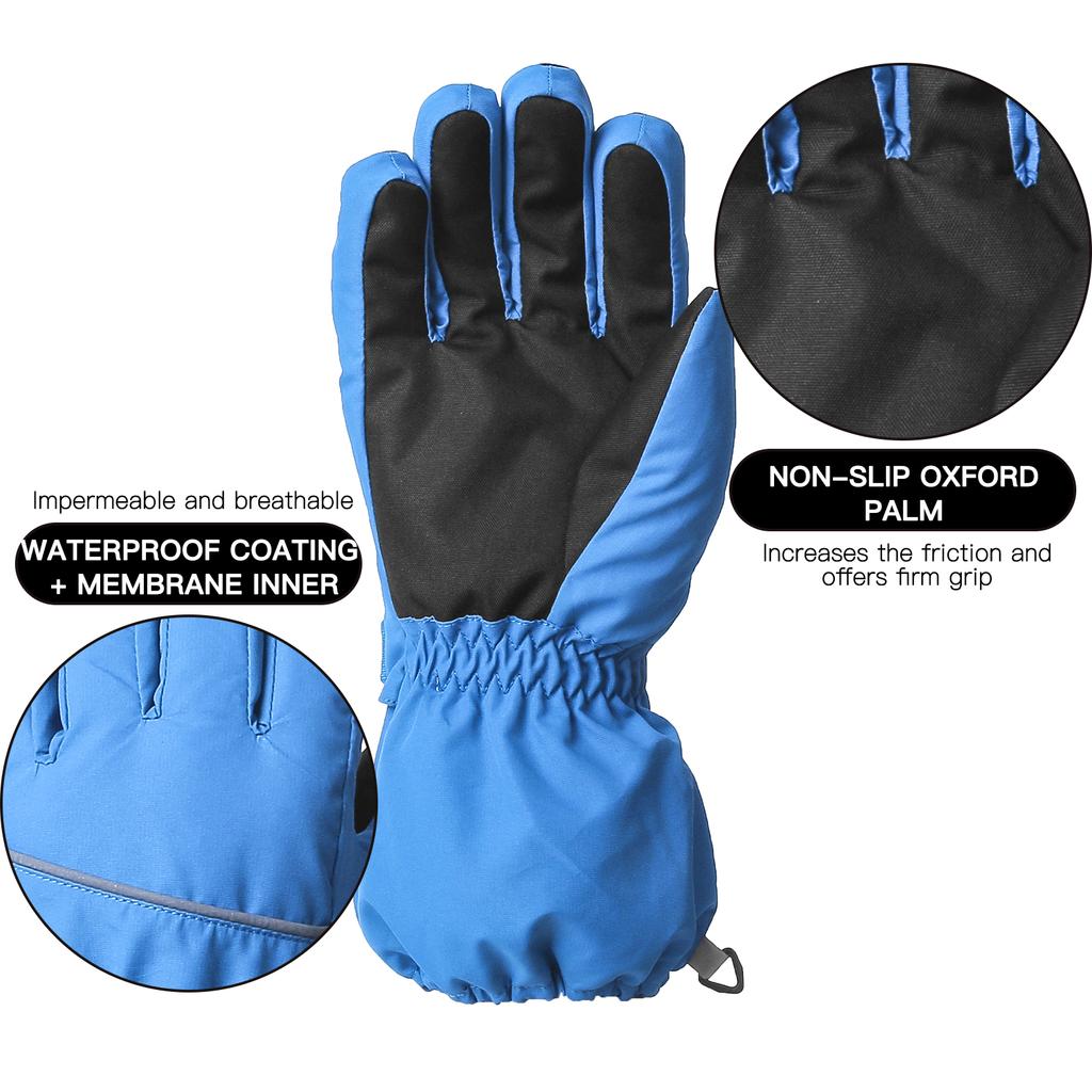 Children Snow Ski Gloves Waterproof & Windproof Winter Gloves Thermal Gloves Outdoor Warm Mittens Boys Girls Full-Finger Mittens Cold Weather Hand