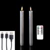 2 Pieces Remote Control Valentine's Day LED Candles USB Charge,25.5 Cm Beige Color Plastic Taper Rechargeable Candle Tear Drop