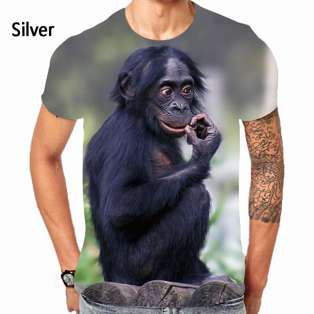 Interesting Monkey 3D Printed Adult Casual Short Sleeved T-shirt Plus Size Men Summer T-shirts