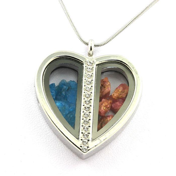 Камни и минералы. Колье Неоново-голубой апатит + Необработанная шпинель. Модель сердца.