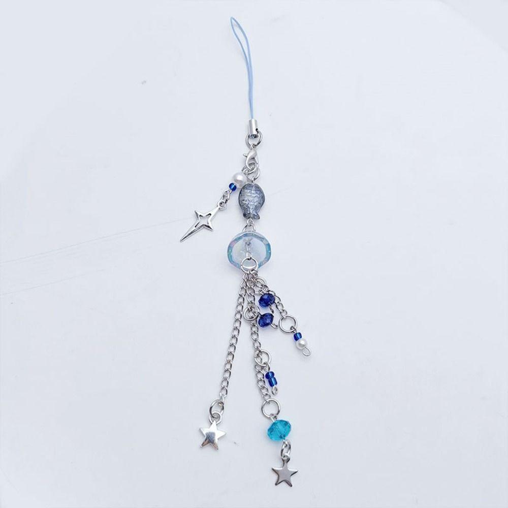 Металлический ремешок для телефона с подвеской в виде медузы, симпатичный ремешок для мобильного телефона, новый брелок со звездой