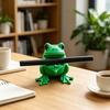 3D Printed Cute Frog Pen Holder, Bright Green Pen Stand with Pen-Grabbing Structure, Anti-Slip Desktop Organizer for Pens & Makeup Brushes, Creative