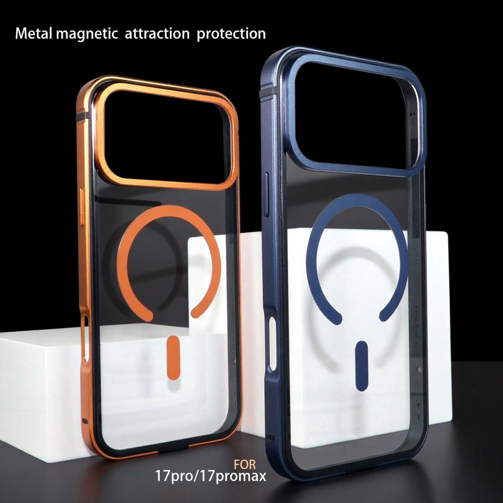 Магнитный прозрачный защитный чехол с металлическим каркасом для iPhone 17 Pro Max - Противоударный и Популярный
