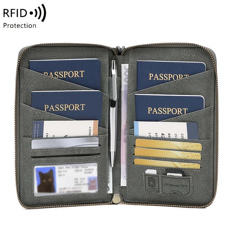 Многофункциональный держатель для паспорта с RFID-защитой, вертикальный кошелек для карт, дорожный органайзер для наличных, карт, удостоверения личности, для ежедневного использования на улице