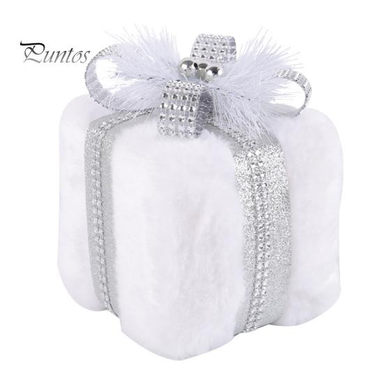 Украшение рождественской подарочной коробки, плюшевая подарочная коробка-куб с бантом, создатель теплой праздничной атмосферы для украшения домашней вечеринки на рождественскую елку