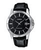 Casio Stainless Steel Leather Band Black Dial Date Watch MTP-V004L-1A Men's