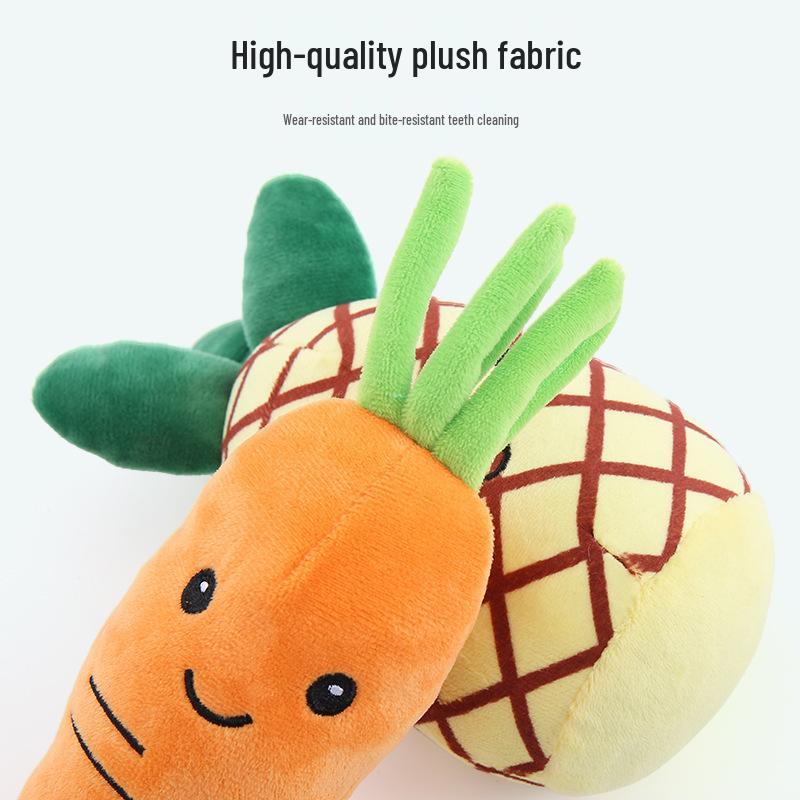 Плюшевые пищащие игрушки для собак в виде овощей и фруктов