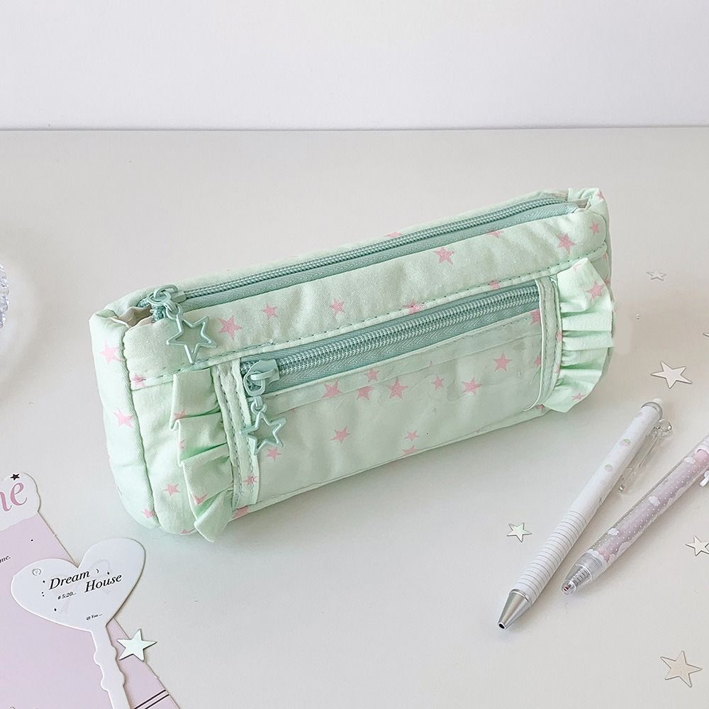 Large Capacity Star Pencil Case Printed Makeup Bag Trendy Pen Organizer Kids Gift