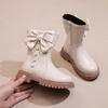 Весенне-осенняя модная обувь с низким голенищем и бархатными бантами для маленьких девочек