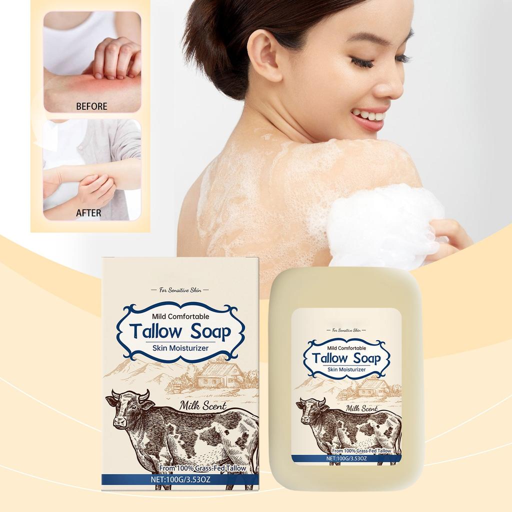 Tallow Soap Mild Deep Cleansing Soap Plant Serum Oil Moisturiz Mild Ingredients, Suitable For Different Skin Types, Cleansing 100G