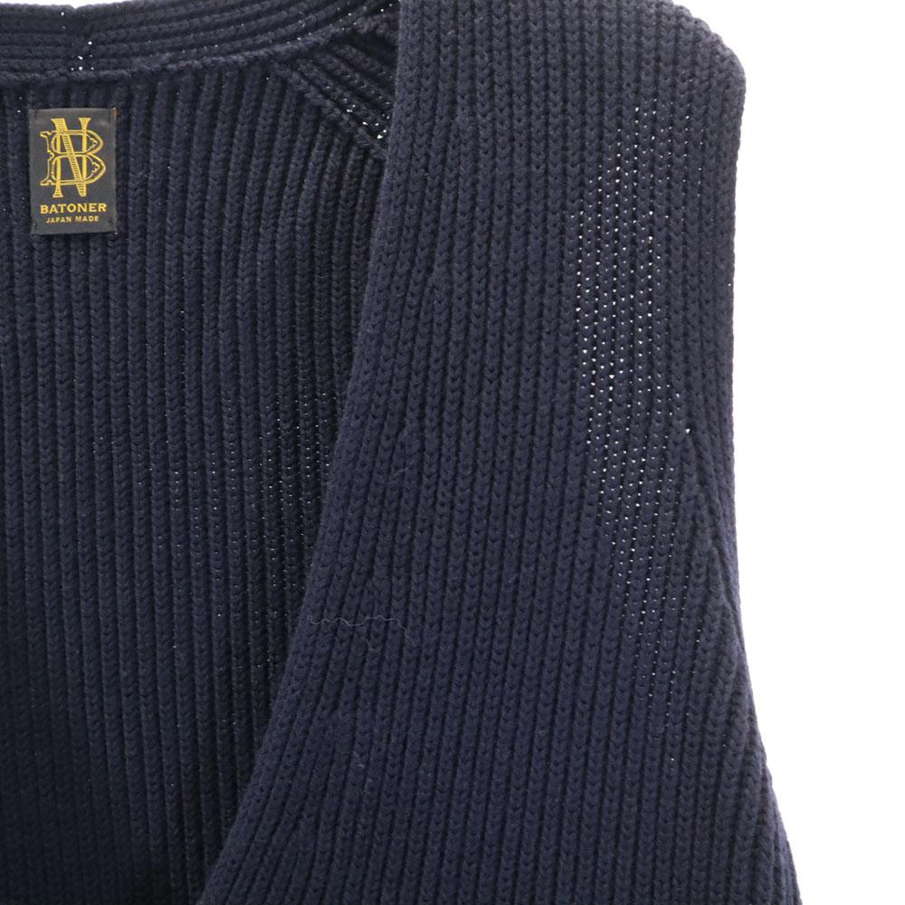 BATONER сделано в Японии Вязаный жилет с V-образным вырезом 1 Темно-синий Женский Б/у