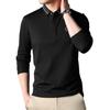 Spring New Men's Solid Color Polo Collar Polo Shirt Long Sleeve Fashion Casual Straight-Leg Middle-Aged T-shirt