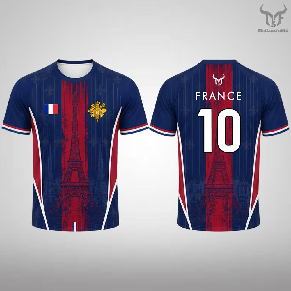 French Flag 3D Printed T-shirt Summer Outdoor Leisure Sports Short Sleeve Top Men's Football Training Clothing Fan Gift Clothing