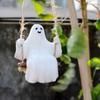 Swing Ghost Garden Statue Cute Resin Ghost Figurine Outdoor Tree Hanging Ornament for Porch Garden Lawn Yard Decor