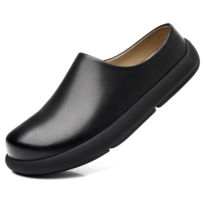 British Style Casual Leather Thick Bottom Slippers Homes In Indoor Slipper Flat Designer Non-Slip Casual Half Drag Shoes