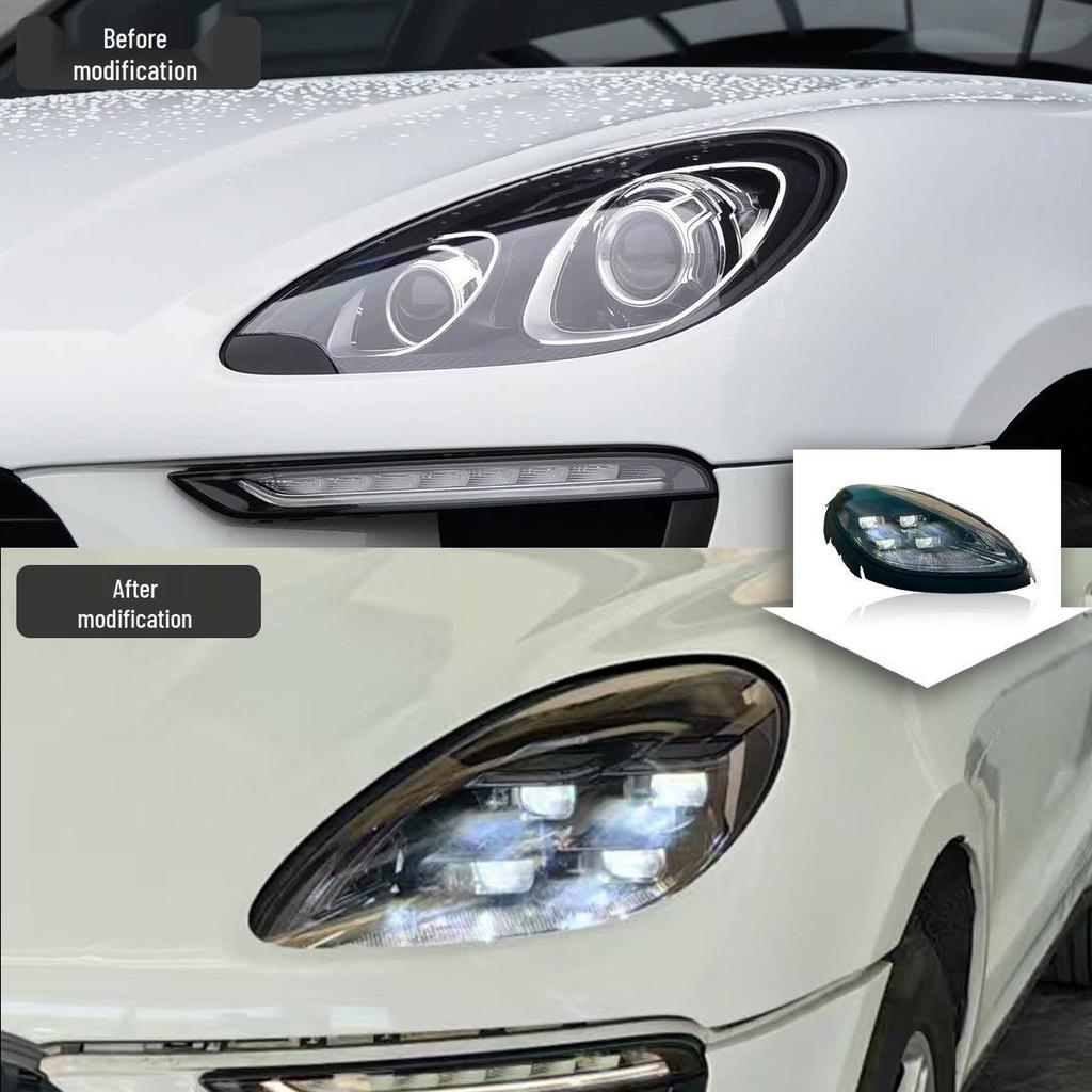 14-22 Porsche Macan Headlight Assembly: New Four-Eye Matrix Front Lights with Daytime Running Feature
