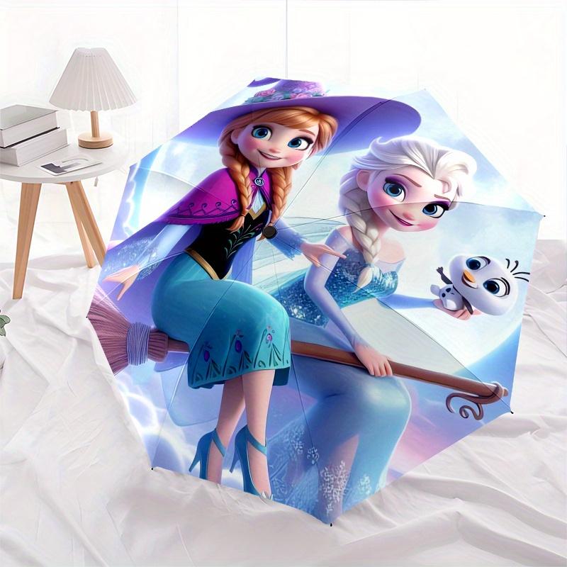 Anna,Elsa Automatic Umbrella - Tri-fold Portable Umbrella, Best Holiday Gift for Men and Women, Durable Iron Frame, Playful Design, Sturdy a
