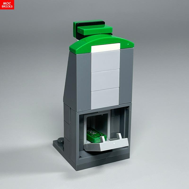 MOC Bricks ATM Dynamite Dollor Coin Bag Money Delivery Treasure Building Blocks Educational Assembled Parts Toys For Kids Gift