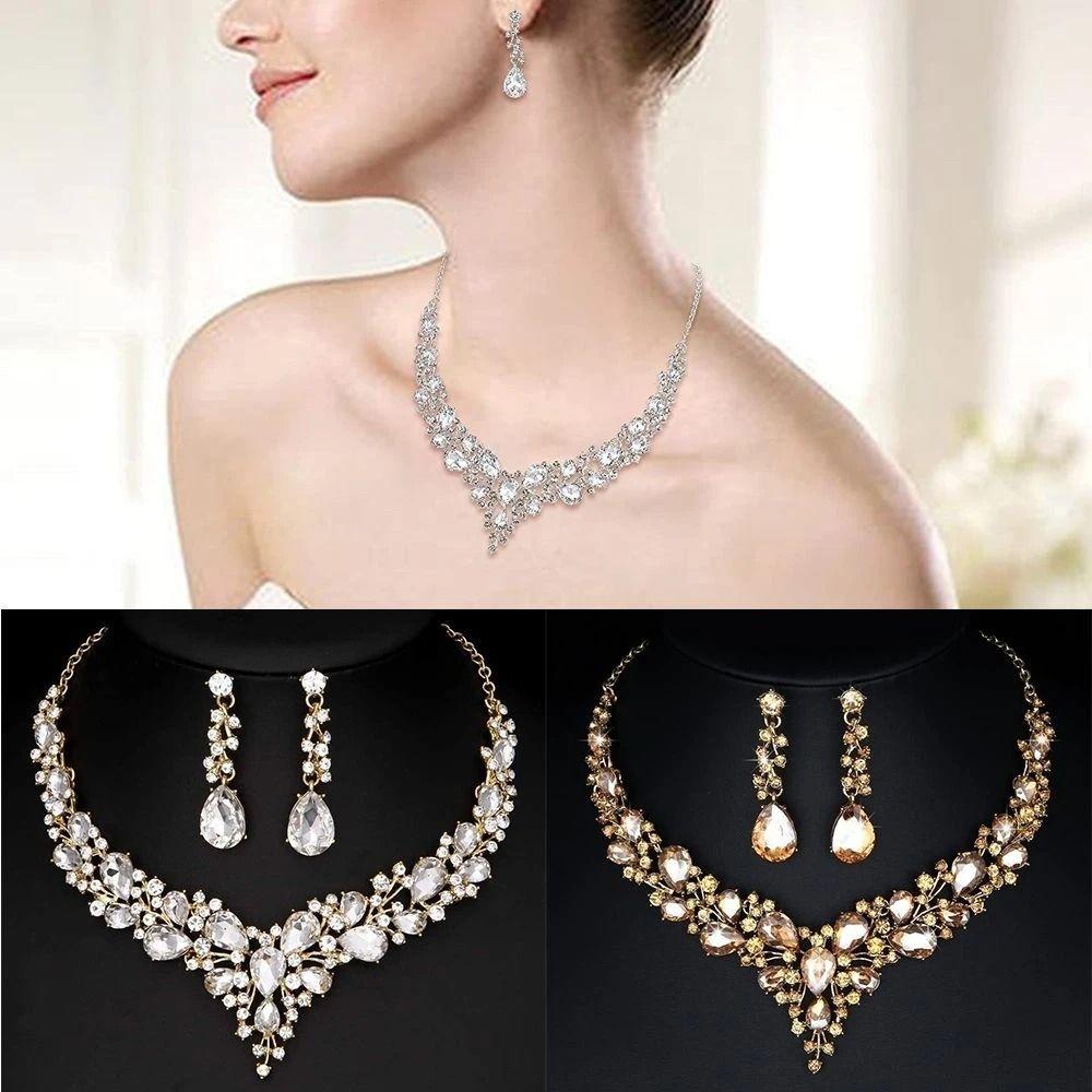 Jewelry Accessories Wedding Jewelry Set Women Necklace Necklace Ear Studs Set Korean Style Earrings