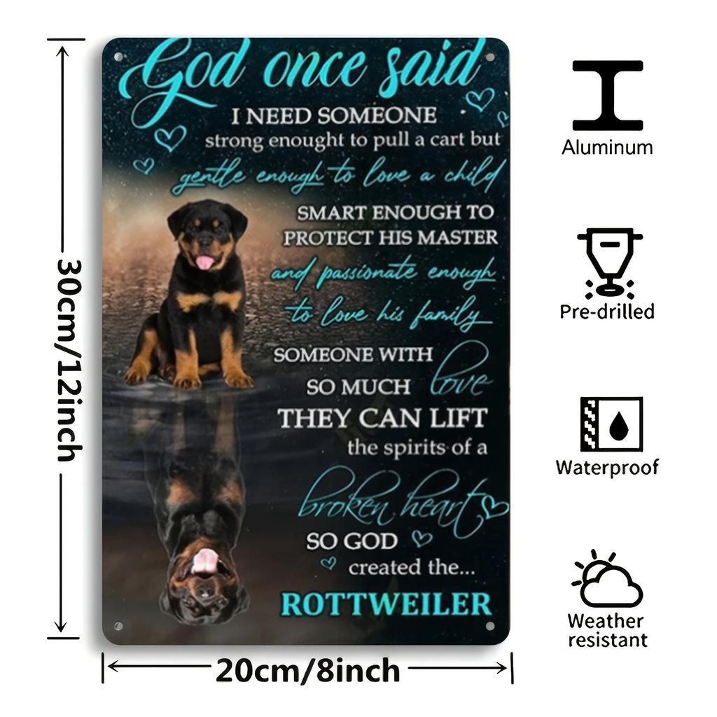 Rottweiler Liebhaber Metall Wanddekoration Deutsche Hunderassen Zitate und Gott hat diese Rasse erschaffen Spruch