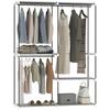 Clothing Wardrobe Open Wardrobe With 4 Fabric Shelves 3 Hanging Bars Metal Frame 142x43x185 Cm Light Gray