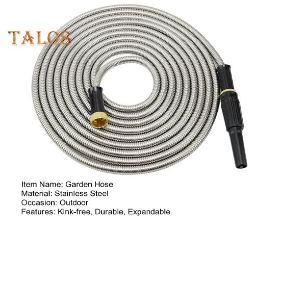 Stainless Steel Garden Hose Flexible Anti-kink Expandable Water Pipe Weather-resistant Hose with Leak Proof Brass Connectors for Car Washing Garden