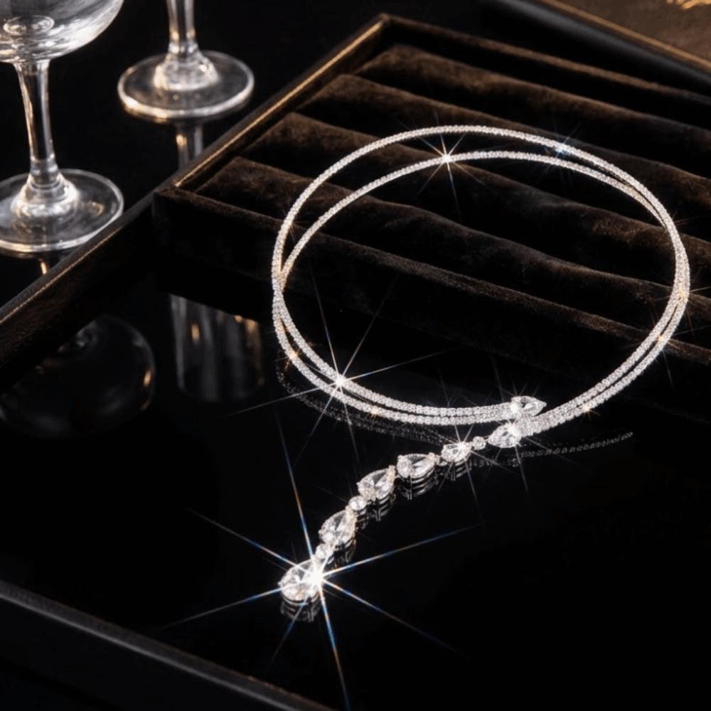 Collar Style Crystal Necklace Sparkling Zircon Women Neck Jewelry Rhinestone Choker Gifts