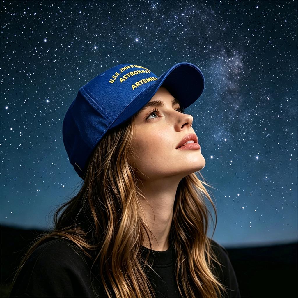 Унисекс Вышитая Кепка с Плоским Козырьком с Текстом U S S John P Murtha Astronaut Artemis II Регулируемая Кепка Snapback для Повседневной Носки