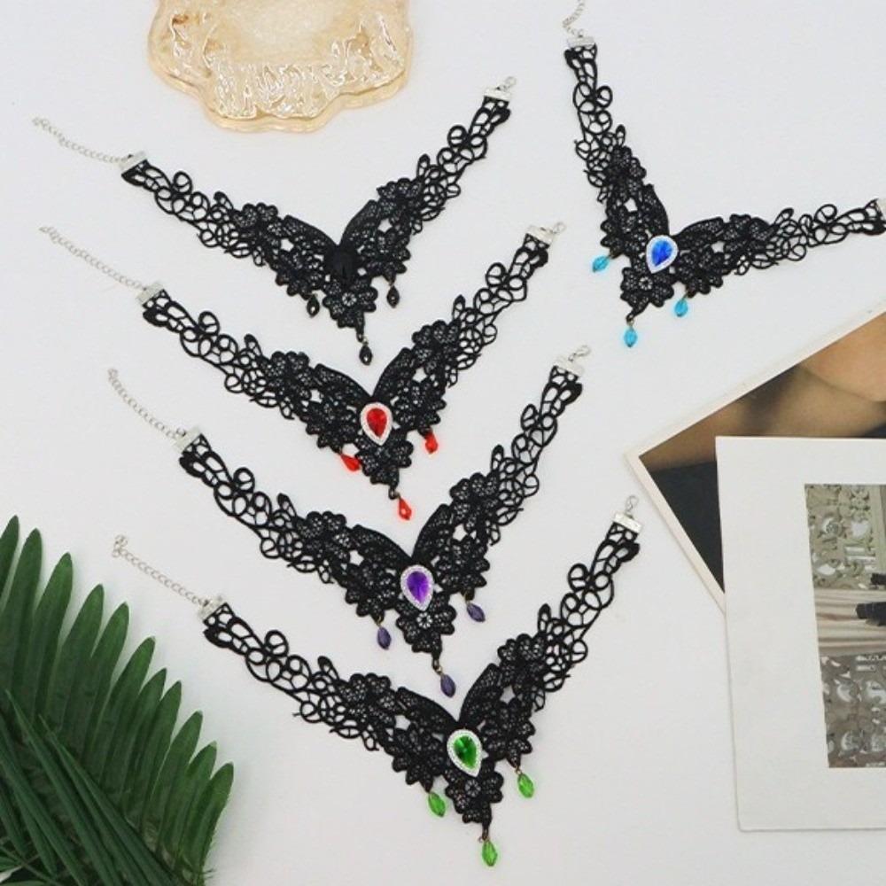 Pendant Lace Flower Necklace Tassel Halloween Clavicle Choker Cool Halloween Necklace Party