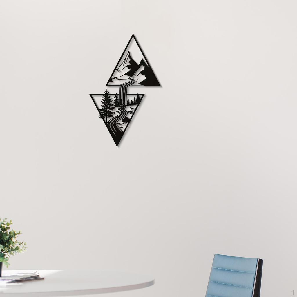 Landscape Wall Decor Iron Sign Black 9.8x4.5inch Decorative Hanging Decoration for Housewarming